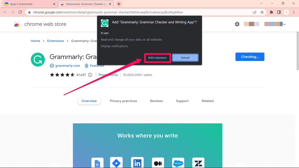 Add Extension Button on Pop Up
