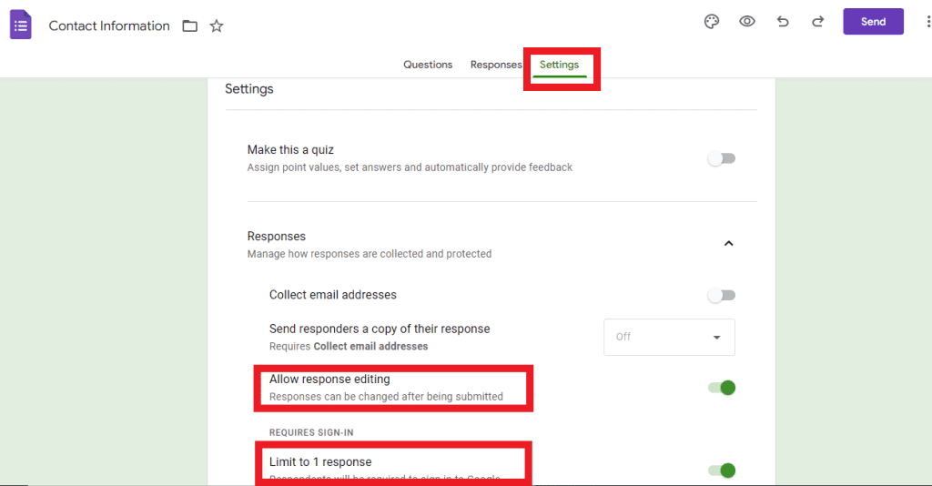 Allow multiple responses