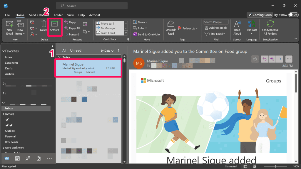 Archive Button in Outlook Desktop for POP&IMAP