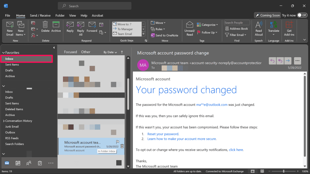 Archived Email Returned to Inbox Folder