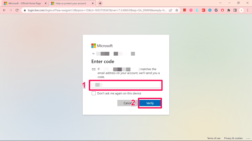 Code Input Field and Verify Button