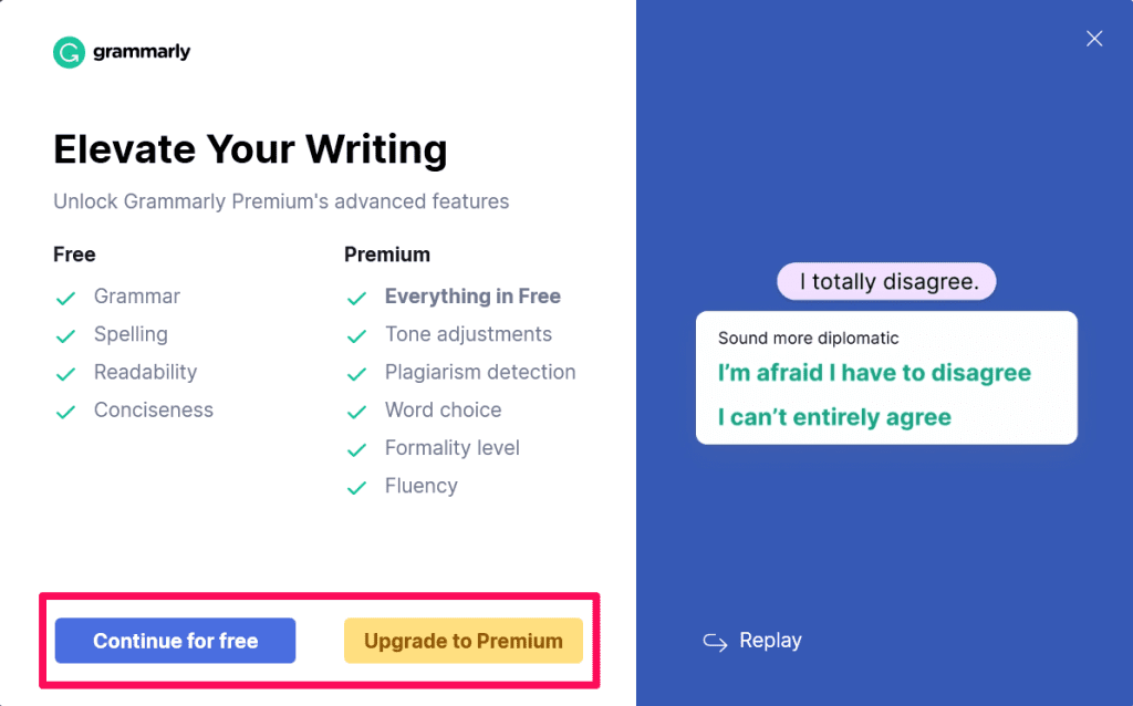 Grammarly Version Options