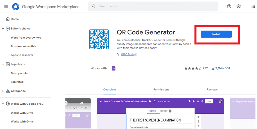 Install QR code generator