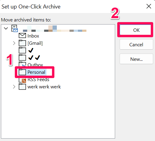 Set Up One-Click Archive Existing Folder List